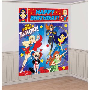 Dc Super hero Girls Party Collection Wonder Woman  Wall Decoration kit Party Scene Setter 5pc