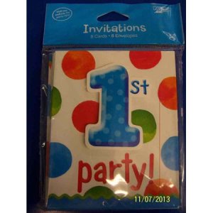 Big 1st Boy Party Collection Big 8 Invitations