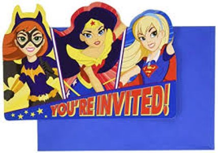 Dc Superhero Party Collection Girls Postcard 8 Invitations 32pc