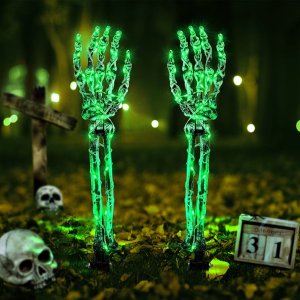 Neon Skeleton Hand Lawn Stake Halloween