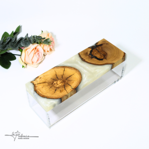 Olive Wood Plexi Box - White Pearl - Rectangular