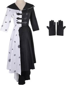 Cruella Costume adult Set White - Style B- Small