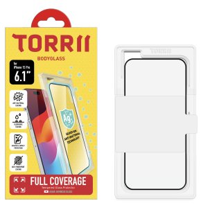 Torrii Bodyglass Screen Protector Anti-Bacterial Coating For Iphone 15 (6.1”) / 14 Pro – Full Coverage Black
