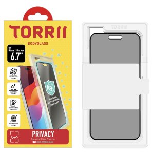Torrii Bodyglass Screen Protector Anti-Bacterial Coating For Iphone 15 Pro Max (6.7”) – Privacy Black