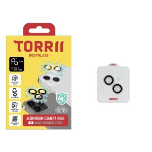 Torrii Bodyglass Camera Lens Protector (Individual Aluminium Ring) Anti-Bacterial Coating For Iphone 15 / Iphone 15 Plus – Silver
