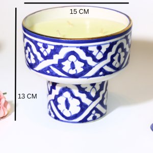 Majorelle blue small pedestal candle