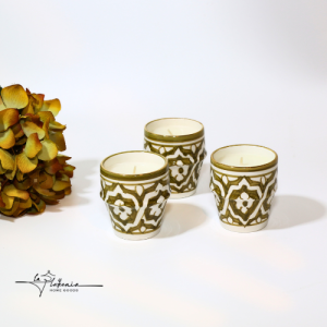 Olive green set of 3 Candles Chabi Chic set