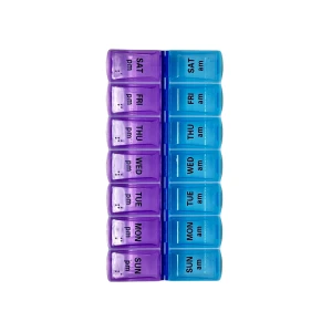 7 Day Pill Case with 14 Compartments - Blue/Purple