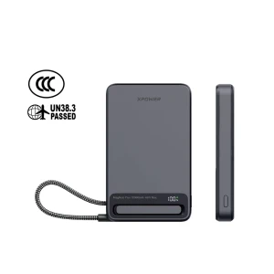 10000mAh 45W Power Bank with Type-C Cable & Stand CCC Safety XPower MagNetoPlus Aluminium Alloy   - Gray