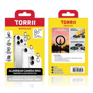 Torrii BODYGLASS Aluminium Camera Ring for iPhone 17 Pro / iPhone 17 Pro Max – Black-4895264800932