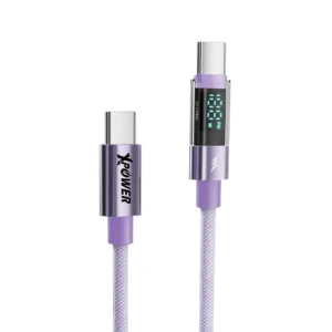UC100D 1M LED Display 100W PD Type-C>Type-C Sync & Charge Cable - Purple - 4895246609997