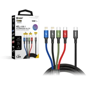 Xpower 4CL 4in1 Cable 1.2M Type-C - Black-4895246607443