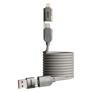 MF240 1.2M Magnetic Absorption 4 in 1 Zinc Alloy 240W PD Sync & Charge Cable - Titanium - 4895246609966