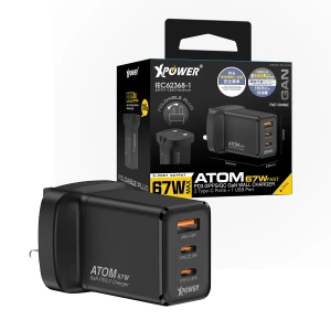 XPower ATOM 67W PD3.0/PPS/QC Foldable Plug Wall Charger - Black