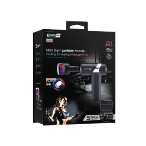 XPower Pro MG9 2IN1 Portable Muscle Cooling & Heating Massage Gun With 5 Massage Head 2000mAh Battery - Black