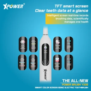 XPower The All-New Power Brush Y20S Smart Color Screen Sonic Electric Toothbrush Black-4895246614212