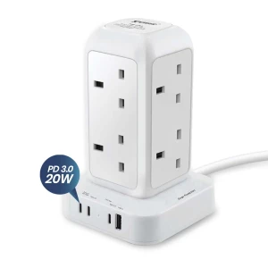 XPower Pillar 8 PL8 Mini 12-output switch power strip 8-Outlet PD3.0 Output Power Strip (3M) White-4895246613369