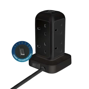 XPower Pillar 8 PL8 Mini 12-output switch power strip 8-Outlet PD3.0 Output Power Strip (3M) Black-4895246613352