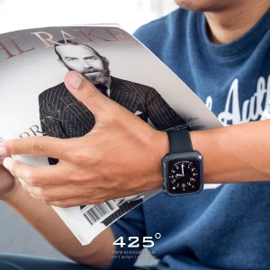 Itskins Spectrum Bumpur Case For Apple Watch Series 44 - 45 Mm Smoke + Clear 2 Pcs-4894465258535