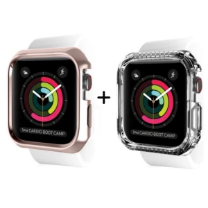 Itskins Spectrum Metal 2M Anti Shock Protection Cover For Apple Watch 44 -  45Mm- Rose Gold + Clear 2 Pcs-4894465276683