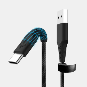 Itskins Hybrid Cable 60W USB-A to USB-C 2.0M- Black-4894995003346