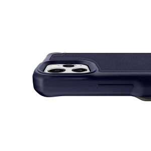 Itskins Hybrid Folio Leather Case For iPhone 12 / 12 Pro 3M Anti Shock - Navy Blue With Real Leather-4894465415990