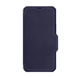 Itskins Hybrid Folio Leather Case For iPhone 12 / 12 Pro 3M Anti Shock - Navy Blue With Real Leather-4894465415990