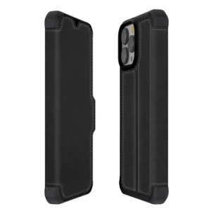 Itskins Hybrid Folio Series Cover For iPhone 13 Pro Max (6.7) - Black With Real Leather-4894465660314