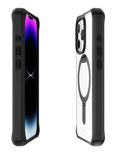 Itskins Hybrid Stand Case Compatible With Magsafe For Iphone 15 Pro - Black And Transparent-4894465764883
