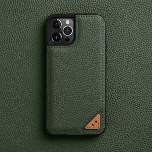 Melkco Ingenuity Series Lai Chee Pattern Premium Leather Snap Cover Case For iPhone 13 Pro - Green
