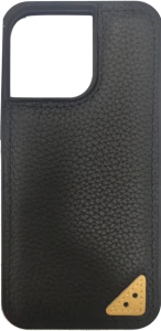 Melkco Ingenuity Series Lai Chee Pattern Premium Leather Snap Cover Case For iPhone 13 Pro - Black