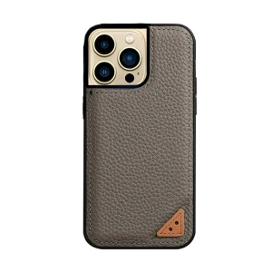 Melkco Ingenuity Series Lai Chee Pattern Premium Leather Snap Cover Case For iPhone 13 Pro Max - Grey