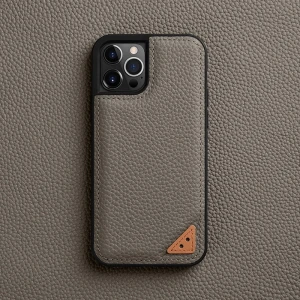 Melkco Ingenuity Series Lai Chee Pattern Premium Leather Snap Cover Case For iPhone 13 Pro Max - Grey