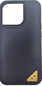 Melkco Ingenuity Series Lai Chee Pattern Premium Leather Snap Cover Case For iPhone 13 Pro Max - Dark Blue