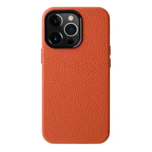 Melkco-Origin Paris Magsafe Clemence Leather Regal Cover Case For Iphone 15 Pro - Orange