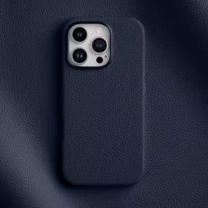 Melkco Origin Paris Magsafe Clemence Leather Regal Cover Case for iPhone 16 Pro - Navy Blue